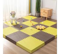 WaiDXn Lot de 16 Dalles en Mousse Souple imbriquées EVA 12 x 12 Pouces for Puzzle de Jeu en Mousse, Tapis de Sol découpable à Faire soi-même, Tapis d'exercice de Gymnastique(Yellow+Coffee)