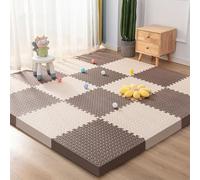 WaiDXn Lot de 16 Dalles en Mousse Souple imbriquées EVA 12 x 12 Pouces for Puzzle de Jeu en Mousse, Tapis de Sol découpable à Faire soi-même, Tapis d'exercice de Gymnastique(Beige+Coffee)
