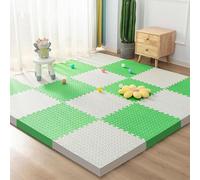 WaiDXn Tapis de Jeu en Mousse Souple à emboîter, Tapis de Sol en Patchwork carré en Mousse, Carreaux de Sol, 16 pièces, 30 x 30 cm(White+Green)