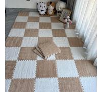 WaiDXn Tapis de Jeu Puzzle for Sol Tapis de Sol en Peluche emboîtable 70 pièces/67,2 Pieds carrés 12x12 Pouces(Light Brown+White)