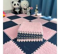WaiDXn Tapis de Jeu Puzzle for Sol Tapis de Sol en Peluche emboîtable 70 pièces/67,2 Pieds carrés 12x12 Pouces(Navy Blue+Pink)