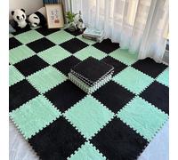 WaiDXn Tapis de Jeu Puzzle for Sol Tapis de Sol en Peluche emboîtable 70 pièces/67,2 Pieds carrés 12x12 Pouces(Light Green+Black)
