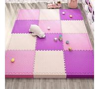WaiDXn Tapis de Puzzle en Mousse EVA emboîtables 12x12 Pouces Dalles de Sol en Mousse carrées Tapis de Jeu et d'exercice de Protection(Beige+Pink+Purple)