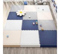 WaiDXn Tapis de Puzzle en Mousse EVA emboîtables 12x12 Pouces Dalles de Sol en Mousse carrées Tapis de Jeu et d'exercice de Protection(Navy Blue+Gray+Beige)