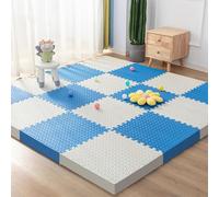 WaiDXn Tapis d'exercice en Carreaux de Mousse carrés - Tapis de Puzzle emboîtable Facile à Installer - Tapis de Jeu - Coussin de Protection(White+Blue)