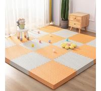 WaiDXn Tapis d'exercice en Carreaux de Mousse carrés - Tapis de Puzzle emboîtable Facile à Installer - Tapis de Jeu - Coussin de Protection(Orange+White)