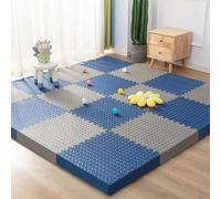 WaiDXn Tapis d'exercice en Carreaux de Mousse carrés - Tapis de Puzzle emboîtable Facile à Installer - Tapis de Jeu - Coussin de Protection(Navy Blue+Gray)