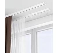WaiDXn Tringle à rideau double pour montage au plafond - 1,5 m, 2,4 m, 3 m, 4,9 m, 7,9 m, 11 m, 12,2 m (blanc, 152 cm)