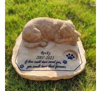 WaiDXn Une Pierre commémorative gravée du nom, avec Un Chien endormi incrusté au Sommet.