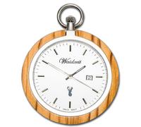 Waidzeit Hommes Montre de Poche Inox Bois Marron Clair Avec Chaîne UWATO01