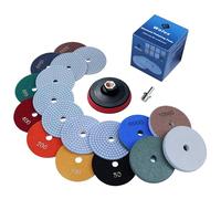 Waies Lot de 11 Disques à Polir le Diamant 4 Pouces (100mm) M14 pour Béton, Granit, Marbre, Pierre - Grains 50-10000# pour Polisseuse et Perceuse