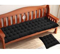 Waigg Kii Coussin de banc de jardin épais pour banc 2 3 places 80/100/120cm, Coussin de banc rectangulaire en coton pour chaise longue balançoire intérieur extérieur (120x50cm, noir)