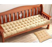 Waigg Kii Coussin de banc de jardin épais pour banc 2 3 places 80/100/120cm, Coussin de banc rectangulaire en coton pour chaise longue balançoire intérieur extérieur (150x55cm, beige)