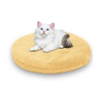 Waigg Kii Lit rond apaisant pour chats d'intérieur - Carré lavable - En flanelle de qualité supérieure - Coussin chaud double face - Jaune - 75 CM-R