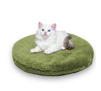 Waigg Kii Lit rond apaisant pour chats d'intérieur - Carré lavable - En flanelle douce et moelleuse de qualité supérieure - Coussin chaud double face (vert foncé, XL-75 CM-R-1 pièce)