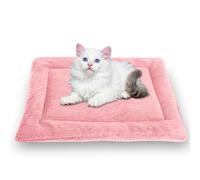 Waigg Kii Lit rond apaisant pour chats d'intérieur - Carré lavable - Grand lit doux et moelleux en flanelle de qualité supérieure - Coussin chaud double face (rose, XL-90 x 75 cm)
