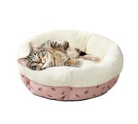 Waigg Kii Lit rond surélevé en forme de beignet pour chat et petit chien - Lit orthopédique apaisant et apaisant - Pour chaton et chat d'intérieur (beige, 50 cm)