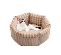 Waigg Kii Lits d'intérieur pour chats et petits chiens - Lit rond surélevé en forme de beignet - Grotte orthopédique apaisante - Pour chat, chien et chiot (jaune, 48 cm)