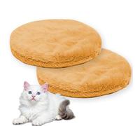 Waigg Kii Lits ronds apaisants pour chats d'intérieur - Tapis carré lavable en flanelle douce et moelleuse de qualité supérieure - Coussin chaud double face (orange, M-50 CM-R-2 pièces)