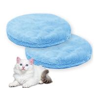 Waigg Kii Lits ronds apaisants pour chats d'intérieur - Tapis carré lavable en flanelle douce et moelleuse de qualité supérieure - Coussin chaud double face (bleu, S-43 cm-R-2 pièces)