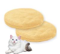 Waigg Kii Lits ronds apaisants pour chats d'intérieur - Tapis carré lavable en flanelle douce et moelleuse de qualité supérieure - Coussin chaud double face (jaune, XL-75 CM-R-2 pièces)