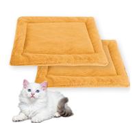 Waigg Kii Lits ronds apaisants pour chats d'intérieur - Tapis carré lavable en flanelle douce et moelleuse de qualité supérieure - Coussin chaud double face (orange, M-56 x 46 cm)