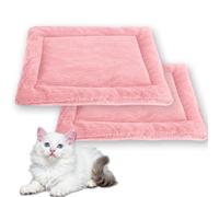 Waigg Kii Lot de 2 lits ronds apaisants pour chats d'intérieur - Tapis carré lavable en flanelle douce et moelleuse de qualité supérieure - Coussin chaud double face (rose, M-56 x 46 cm)