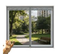 Waigg Kii Moustiquaire autocollante en maille avec fermeture éclair verticale et bordure en dentelle - Pour balcon, chambre à coucher, fenêtre - En fibre de verre durable (A, 90 x 120 cm)
