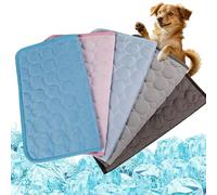 Waigg Kii Tapis de Refroidissement d'animaux de Compagnie de Soie de Glace pour Chien Chat,lit Pliable d'été pour Dormir Garder Les Animaux de Compagnie Frais Anti-anxiété (A,60 * 50CM)