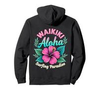 Waikiki Aloha Surfing Paradise Design rétro avec hibisc Rose Sweat à Capuche