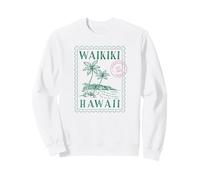 Waikiki Hawaii Honolulu Beach Palm Tampon de Voyage rétro Sweatshirt
