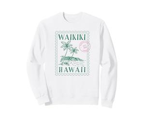 Waikiki Hawaii Honolulu Beach Palm Tampon de Voyage rétro Sweatshirt