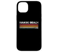 Waikiki Honolulu, Hawaï, Design rétro, Plage de Waikiki, Oahu Coque pour iPhone 14 Plus
