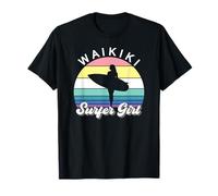 Waikiki Surfer Girl Retro Hawaii Beach Pastel Summer Surf T-Shirt