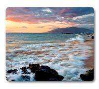Wailea Makena Beach Maui Hawaii Beau coucher de soleil vagues nuages tapis de souris paysage nature spectaculaire tapis de souris de jeu décoration bureau