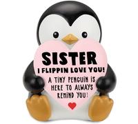 wainvniaw Wgg10 Mini pingouin en résine positive, idée cadeau de Noël et d'anniversaire pour sœur de la part de sœurs, I Love You Bestie Soul Sister Décoration émotionnelle mignonne