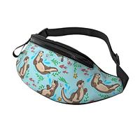 Waist Pack Castors Mignons Bleu Clair sur La Rive, Sacoche Banane Grande Capacité Sac À Dos Mode Banane Sac À Dos pour Vacance Voyage Gym