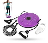 Waist Sculptor Ab Twister Board with 2 Pairs Resistance Bands, Jump Rope & Tape Measure, Magnetic Waist Twisting Disc for Core Workout