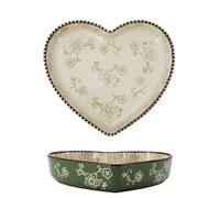 WAIT FLY Moule à tarte Sakura en céramique de 935,5 g, plat à quiche en forme de cœur pour lasagnes, tarte aux pommes, vert