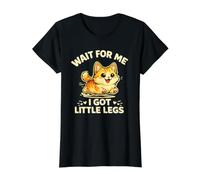 Wait for Me I Got Little Legs, propriétaire d'un Chat Munchkin Amusant T-Shirt Graphique avec Valeur, Femme, Noir, M