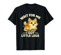 Wait for Me I Got Little Legs, propriétaire d'un Chat Munchkin Amusant T-Shirt Graphique avec Valeur, Homme, Noir, L