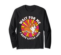 Wait for Me I Have Little Legs Corgi Dog Retro Sunset Manche Longue