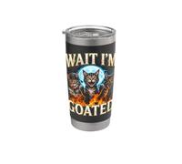 Wait Im Boated Funny Meme Cat Trio Fire Full Moon Gobelet isotherme en acier inoxydable double paroi