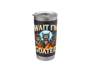 Wait Im Boated Funny Meme Cat Trio Fire Full Moon Gobelet isotherme en acier inoxydable double paroi
