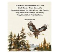 Wait on The Lord Canvas Poster, Isaiah 40:31 “Renew Their Strength” Scripture Art, Inspirational Wall Decor for Christian Home, Office(Unframed,08x12inch(20x30cm))