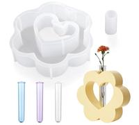Waitamo Moule Resine Epoxy, Moule en Résine pour Vase en Forme D'arche avec 3 Tubes à Essai en Acrylique Moule Silicone Resine Epoxy pour Fabriquer des Vases (Flower Shape)