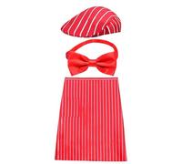 Waiter Costume Kit For Women With Half Apron,Chef Hat And Red Bow Tie | AdjustableRed White Striped Carnival Apron | 1950s Waiter Costume Kit With Hat And Red Bow Ties For Birthday Party Role Play