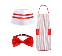 Waiter Costume -Popcorn Costume 80×60cm | Polyester Waiter Cosplay Uniform With Apron, Chef Hat & Bow Tie, Ice Cream Man Outfit For Role Play, Birthday Party, Festival, Christmas & Halloween