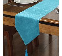 WAITER TREE Chemin de Table Aspect Lin Moderne Chemin de Table de Haute Qualité Imperméable Linge de Table pour La Fête et Toute L'année (Lac Bleu, 35 x 240 cm)