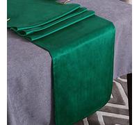WAITER TREE Chemin de table en velours lavable avec écharpe de style rustique pour maison, salle à manger, table basse (vert émeraude, 35 x 300 cm)